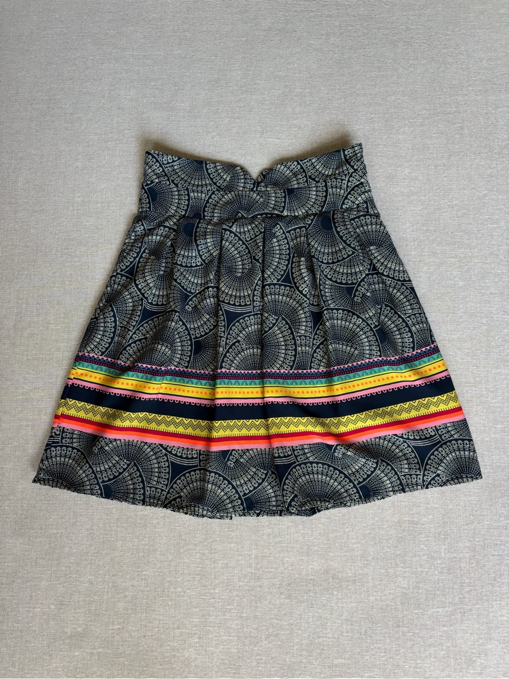 Francesca’s Blue Rain colorful graphic ikat rockabilly retro swing skirt size S